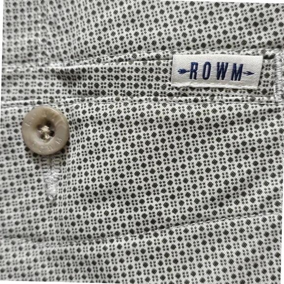 ROWM Mens Size 38 Geometric Micro Print Chino Shorts Grey White Stretch Cotton - Picture 3 of 6